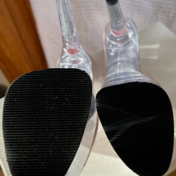 VTG LUCIOUS Centerfold-701G BAby Pink Glitter / Clear 6 3/4 Spike Heels Sz 9 NEW - Picture 11 of 13